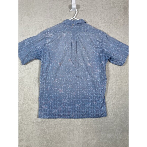 Reyn Spooner Hawaiian Shirt Mens Medium Classic Blue Geometric Print Butterflies - Picture 6 of 7